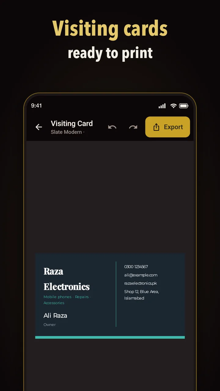 Visiting cards ready to print