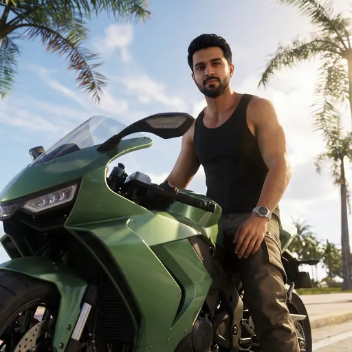 GTA 6 photo on a sports bike: example made with Gemini