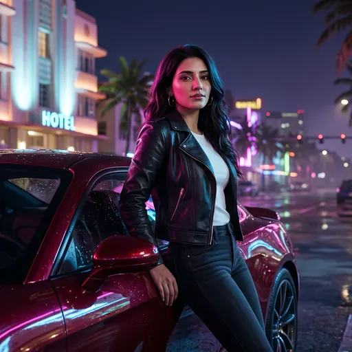 GTA 6، رات کو نیون اسپورٹس کار کے ساتھ: جیمنائی سے بنی مثال