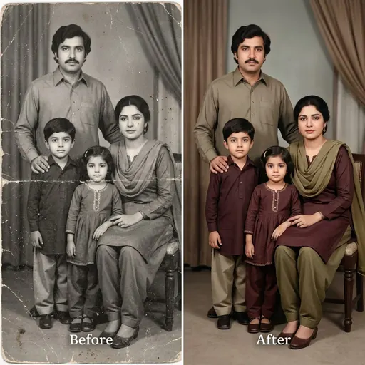 Restore an old family photo: example made with Gemini