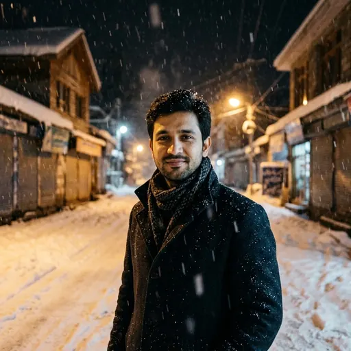 Snowfall portrait: example made with Gemini