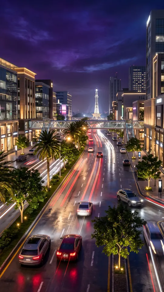 رات کا لاہور اور مینارِ پاکستان: GTA 6 جیسا 4K موبائل وال پیپر